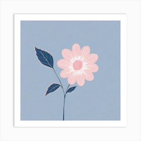 A White And Pink Flower In Minimalist Style Square Composition 160 Art Print