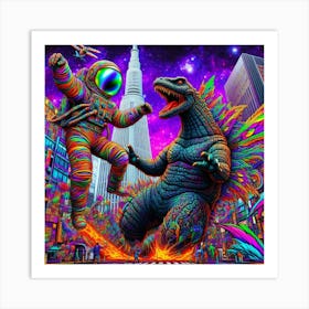 "Kaleidoscopic Kaiju Calamity" Cosmic Knots Collection [Risky Sigma] Art Print