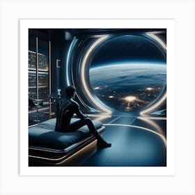 Man Looking Out Of A Window Art Print