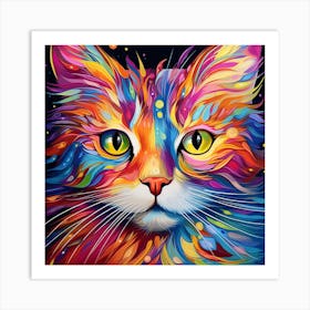 Colorful Cat Painting 2 Art Print