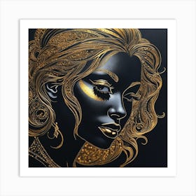 Gold And Black 15 Art Print