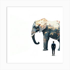 Elephant And Man Art Print