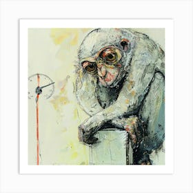 Monkey On A Clock Art Print