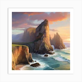 Cliffs At Sunset Art Print