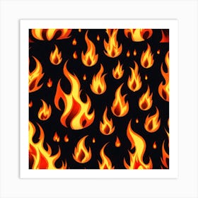 Flames On Black Background 71 Art Print