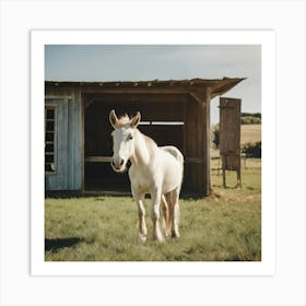 White Horse In A Barn Art Print