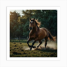 Horse Galloping In The Field 4 Art Print