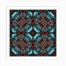 Abstract Fractal Blue Stained Glass Art Print