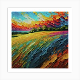 Sunset In The Field Art Print