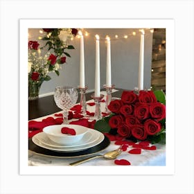 Valentine'S Day Table Setting 4 Art Print