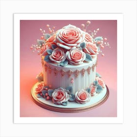 3d Rose Cake Art Print