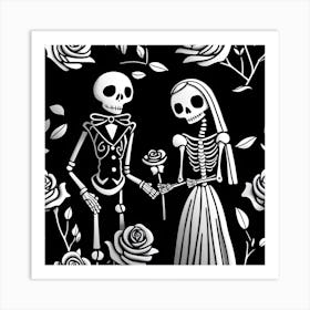 Day Of The Dead Wedding minimalistic line art Art Print