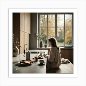 Girl In A Kitchen Art Print