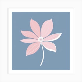 A White And Pink Flower In Minimalist Style Square Composition 65 Art Print