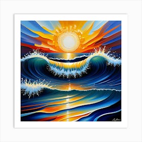 Sunset Over The Ocean 1 Art Print