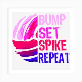 Girls Volleyball Bump Set Spike Repeat Pink Purple Teen Art Print