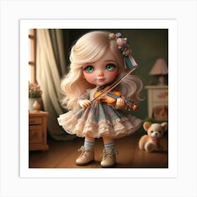 Little Girl Playing Violin 1 Art Print
