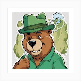 Bear Smoking A Cigarette Art Print