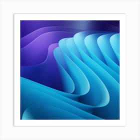 Abstract Blue Wavy Pattern Art Print