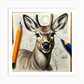 Deer Drawing 41 Art Print