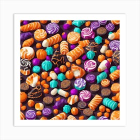 Halloween Candy Seamless Pattern 6 Art Print