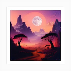 Landscape With Mountains And Trees Art Print