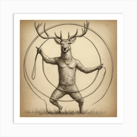 Deer With Hoops Art Print