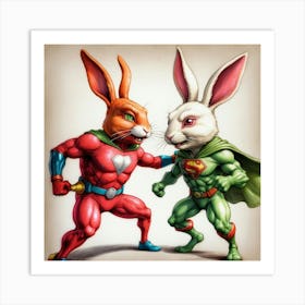 Super Rabbit And Superman Art Print