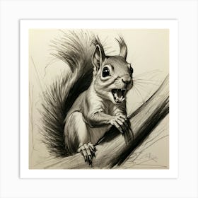 Squirrel Drawing 5 Art Print