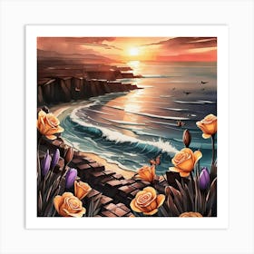 Sunset Roses Art Print