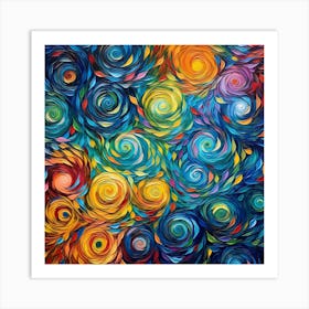 Abstract Of Colorful Swirls 1 Art Print