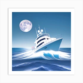 Yacht In The Ocean 1 Art Print