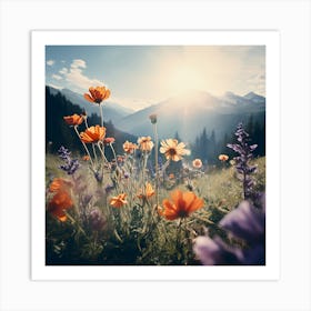 Wildflowers In The Mountains Art Print