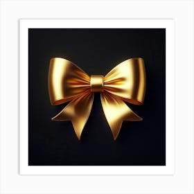 Golden Bow On Black Background 1 Art Print