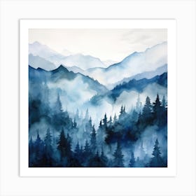 Watercolor Of Mountains 4 Art Print