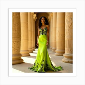 Lime Green Evening Gown 4 Art Print