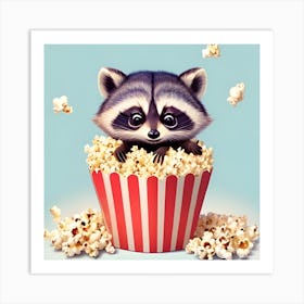 Popcorn Raccoon Art Print