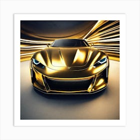 Golden Sports Car 16 Art Print