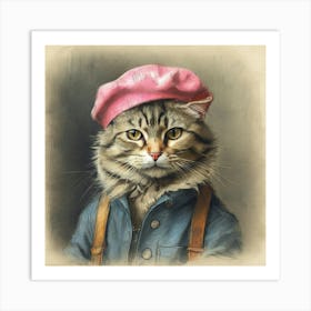 Cat In A Pink Hat Art Print