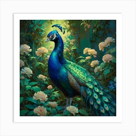 Default Blue And Green Peacock In A Vintage Garden A Stunning 0 Art Print