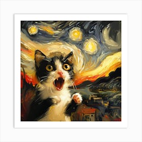 Starry Night Cat 1 Art Print