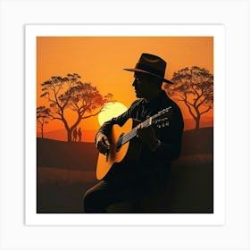 Sunset Acoustic Guitar 2 Art Print