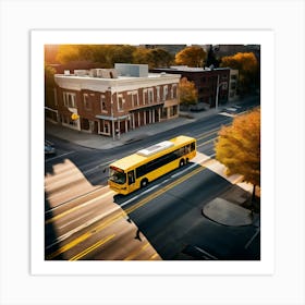 Transit Tracking School Journey Bus Stop Drone Route Dropped Community Day Small Wheel N (3) Art Print