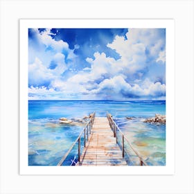 AI Ethereal Horizons: Oceanic Dreams Art Print