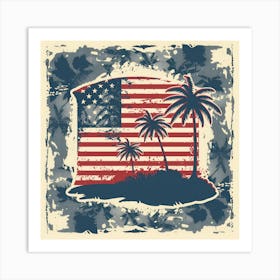 American Flag With Palm Trees 1 Art Print