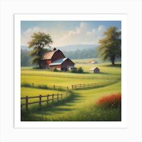 Red Barn In The Countryside 3 Art Print