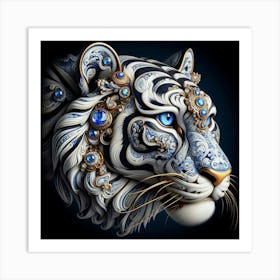 Tiger With Blue Eyes Art Print