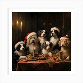 Dogs Christmas Party (Old Master) Art Print