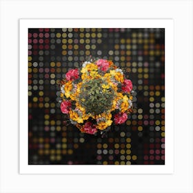 Vintage Common Cytisus Flower Wreath on Dot Bokeh Pattern n.0030 Art Print