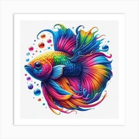 Something Fishy 2/4 (colourful rainbow sea river wall art decoration) Art Print